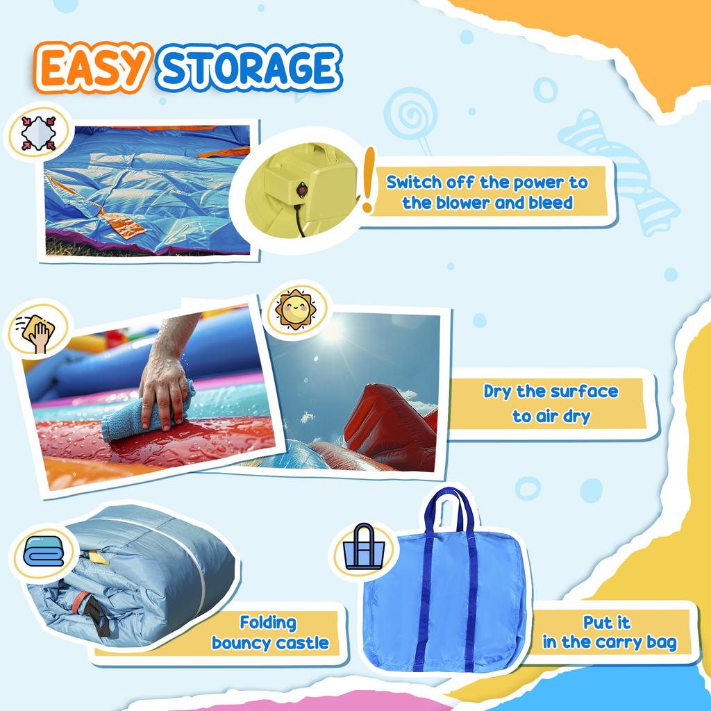 Kids Bouncy Castle With Slide Pool Trampoline Climbing Wall Blower