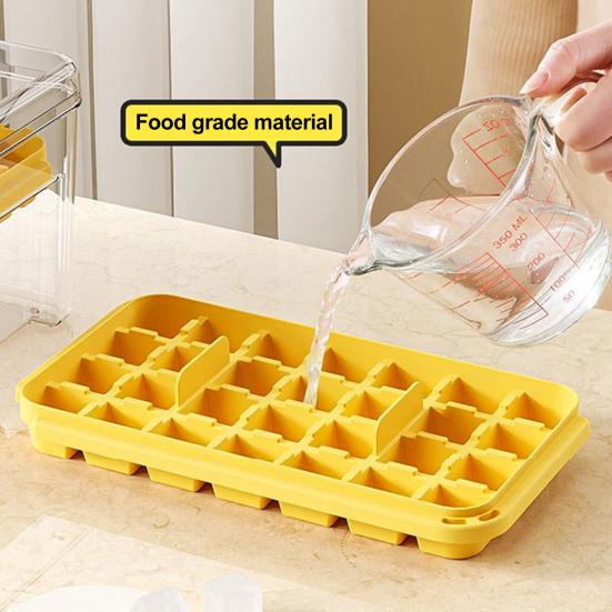 Лоток для кубиков льда с крышкой и контейнером. Большая емкость для льда. Форма для морозильника. Штабелируемая. Без BPA. Легкосъемная. Ледогенератор для охлаждения напитков, кофе.