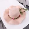 Wide Brim Beachside Sun Hat Fishing Cap Summer Beach Hat Portable Flower Lafite Straw Hat  Outdoor