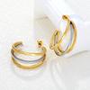 Simple Gold Plated Triple Hoop Earrings for Ladies Woman Multi-layer Circle Round Drop Earring Two Tone Color Ears Jewelry Gifts