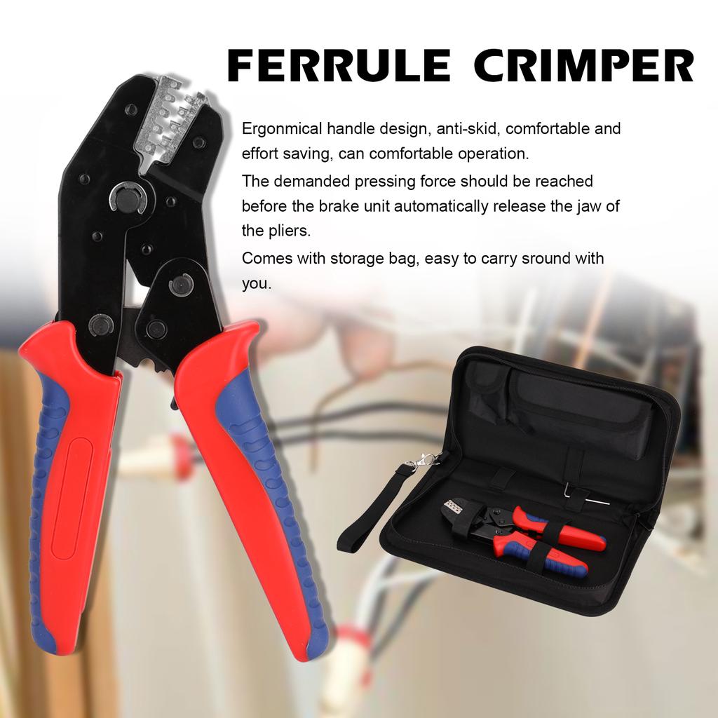 SN 48BS Ferrule Crimping Tool Kit Insulation Terminals Crimper Plier with 8 Replacement Jaws