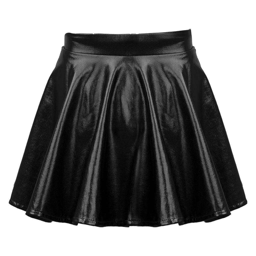 Girls Metallic Dance Pleated Skirts Ballet Tutu Skirts Modern Dance A Line Skirts Performance Skorts