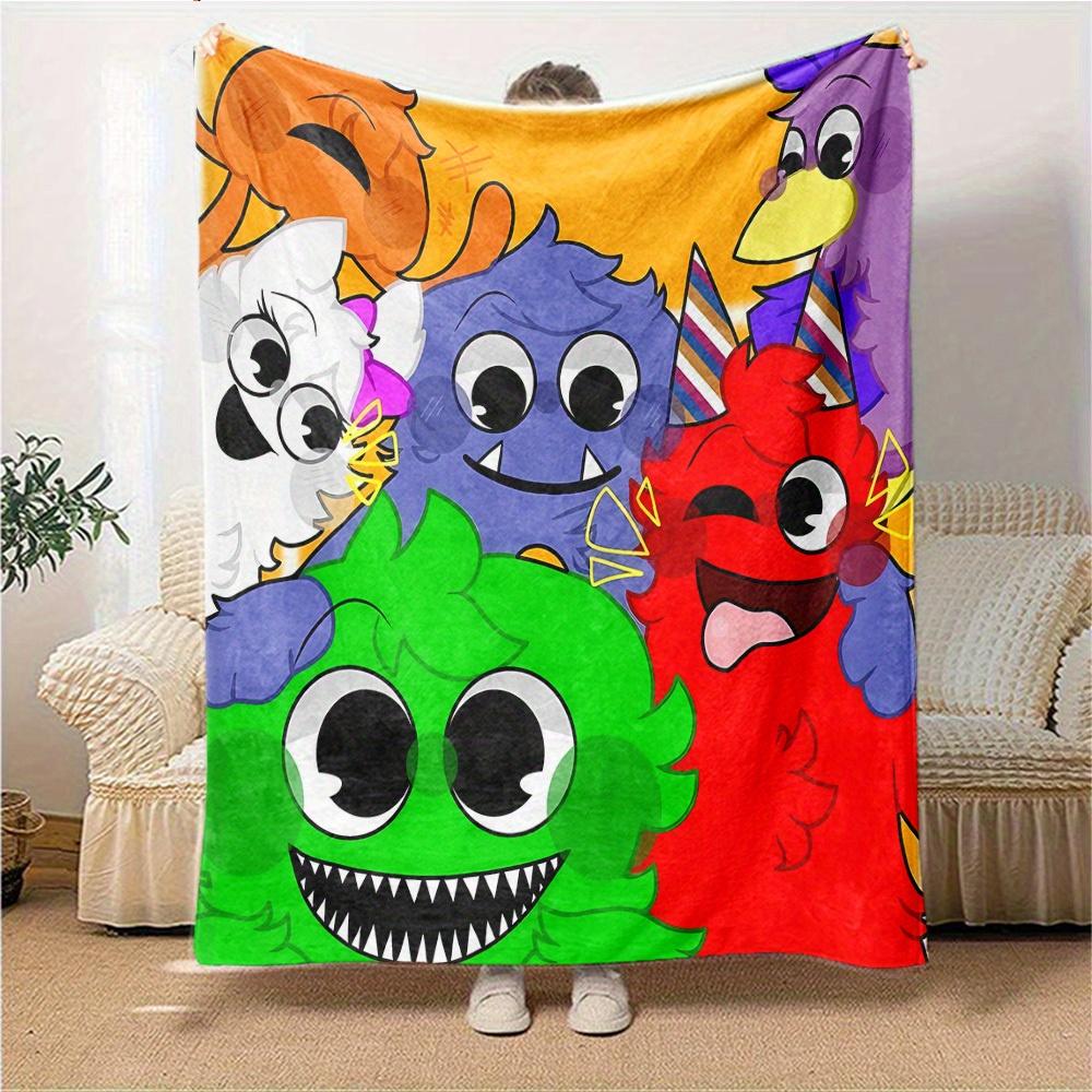 1pc Colorful,Monsters,Fun Digital Printed Flannel Blanket, Super Soft Plush Fleece Bed Cover, Multipurpose Four Seasons Hypoallergenic Quilt