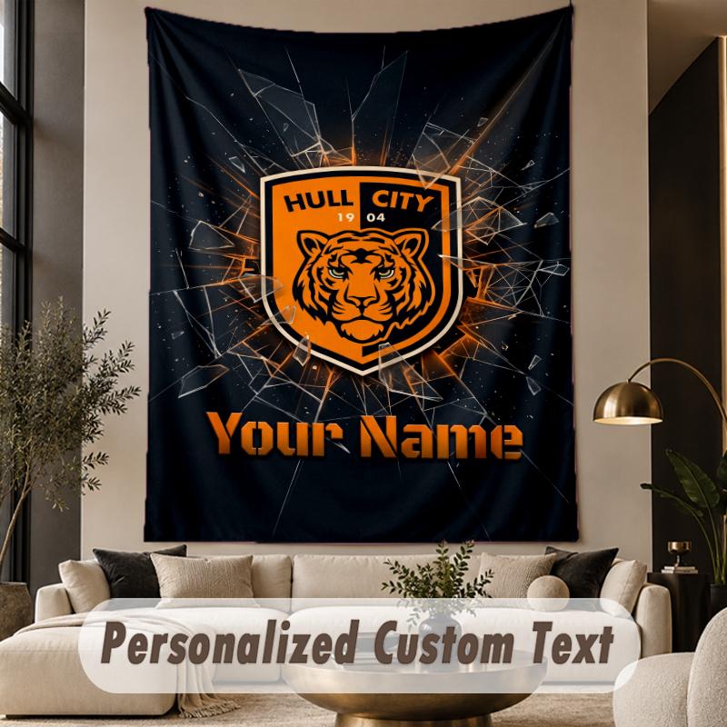 Custom Text Tapestry Hull City Print Wall Tapestry Indoor Living Room Wall Decor