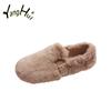 Зимние бархатные шерстяные балетки с сохранением тепла 2024 года, новые повседневные лаконичные ленивые туфли из искусственного меха в корейском стиле на плоской подошве для женщин