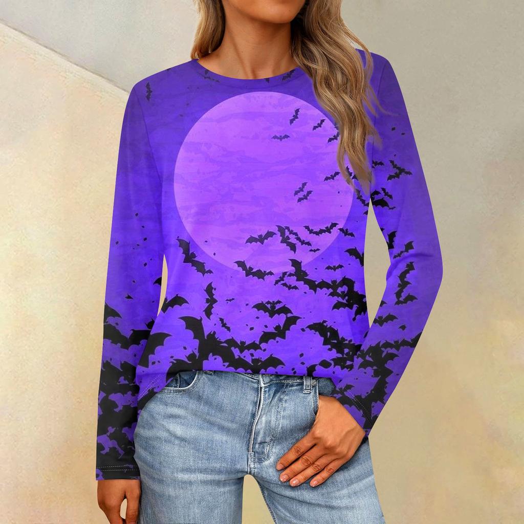 Women's Loose Casual Casual Long Sleeve Round Neck Collar Solid Color T-Shirt Top