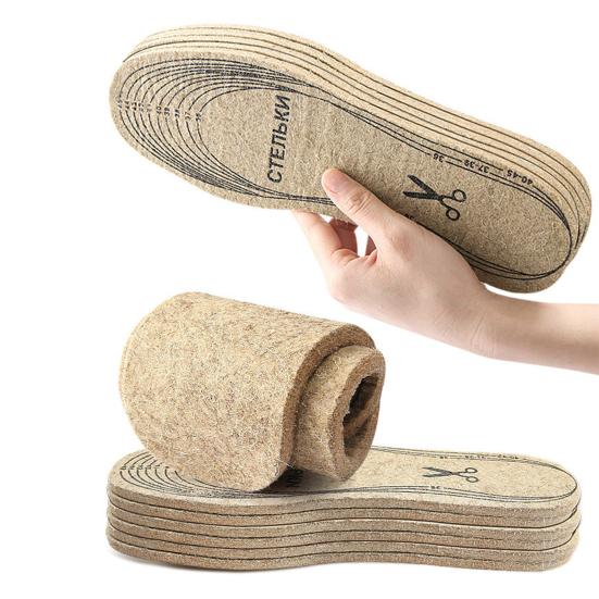 Wool Felt Insoles Winter Warm Boot Shoe Insert Insoles for Men Women Foot Pain Relief Inner Soles for Outdoor Sports Work Running