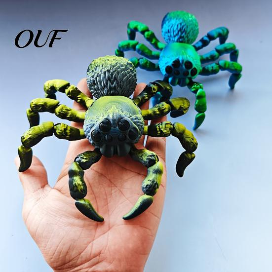 Novelty Gift for Kids Adults 3D Printed Spider Fidget Toy with Eyes, Large Articulated Figurine Unique Gothic Style Decor Flexible Joints, Halloween