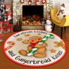 1Pcs Christmas Gingerbread Man Print Round Area Rug Indoor Non-Slip Washable Fiber Carpet Soft Comfortable Mat For Bedroom Living Room