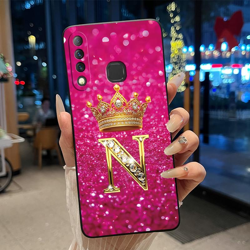 Красивый чехол-корона с буквами от А до Я для Infinix S4 Smart3 Plus X626 X267, черный, из мягкого силикона, противоударный