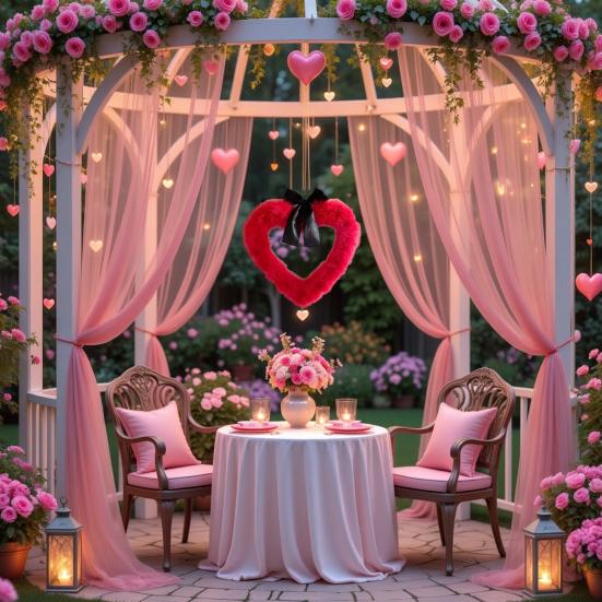 Yousheng Valentine's Day Heart Garland Door Banner Festive Party Decor for Wall Window Plastic Indoor Outdoor Decoration for Romantic Celebration