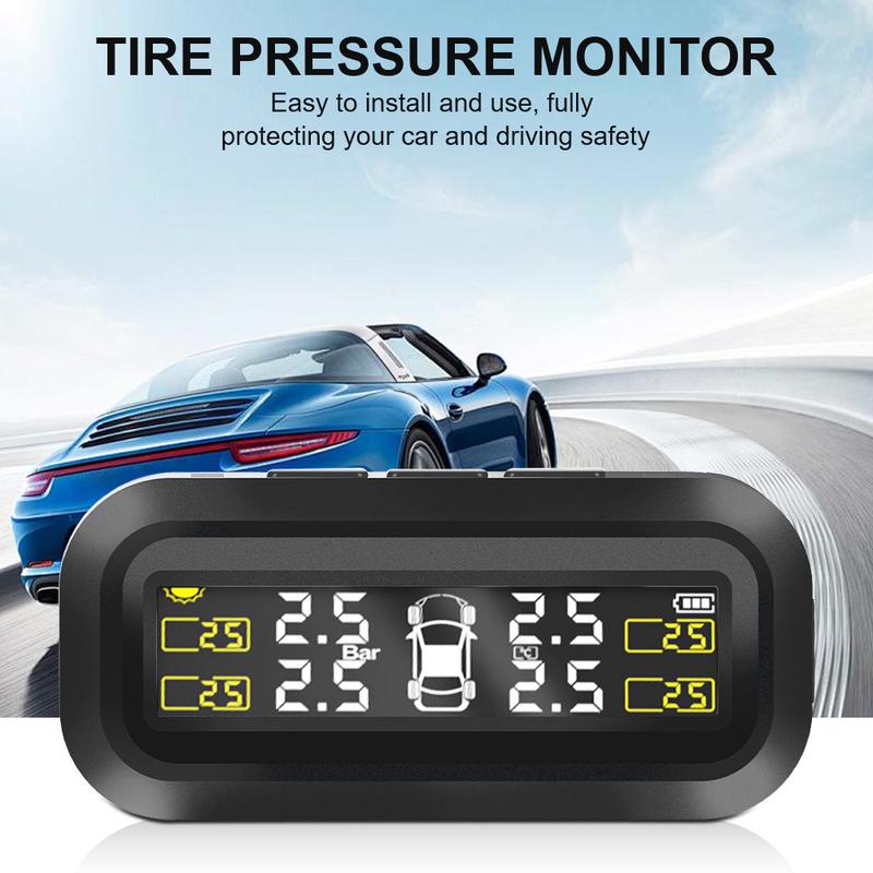 Система контроля давления в шинах Солнечная TPMS Монитор давления в шинах автомобиля Сигнализация давления в шинах С 4 внешними датчиками