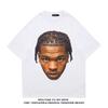 European And American Retro Hiphop Portrait Print Summer Shortsleeved Mens And Womens Rap Cotton Loose Fit For Instagram