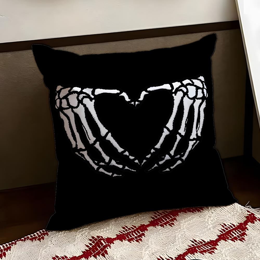 Cool SSkull Heart Cushion Cover Reversible Soft Durable Pillow Cover Home Car MultiScene Use for Daily Comfort