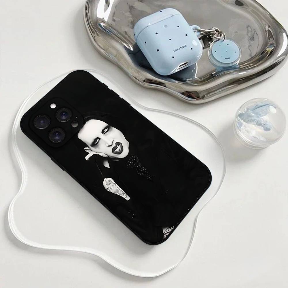 Чехол для телефона Singer M-Marilyn Manson Чехол для телефона Для iPhone 17 16 15 11 13 14 Pro Max X Xr Xs Max 12mini Черный Чехол