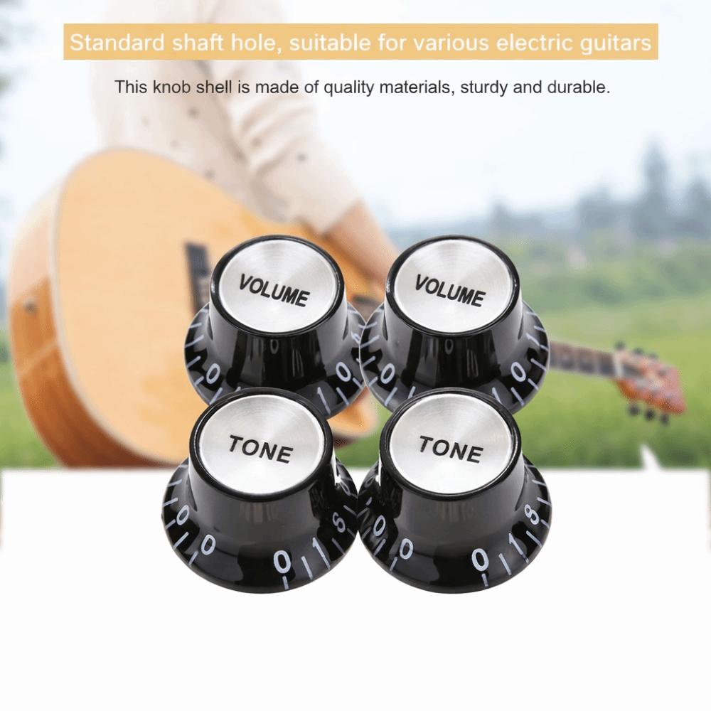 4Pcs Black Volume Control Knobs ABS And Aluminum Control Knobs Replacement Electric Guitars