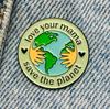 New Enamel Pin World Earth Love Save the Planet Metal Connector Gift Birthday 1pc