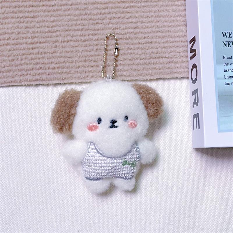 Брелок-подвеска в виде плюшевого мультяшного щенка с пищащим звуком, костью, креативной брошью и аксессуарами для волос