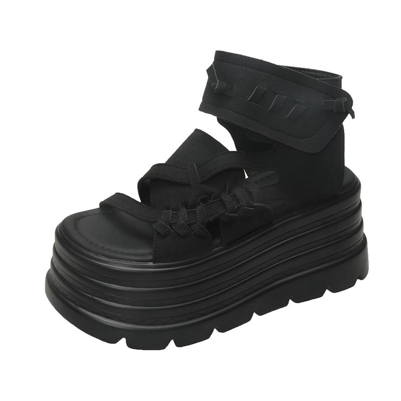 Мода 2025 Дизайнерские Женские Летние Кожаные Сандалии С Открытым Носком 8 См Платформа Клиновидные Кроссовки Женская Повседневная Обувь Пляжные Сандалии Дас Мульерес