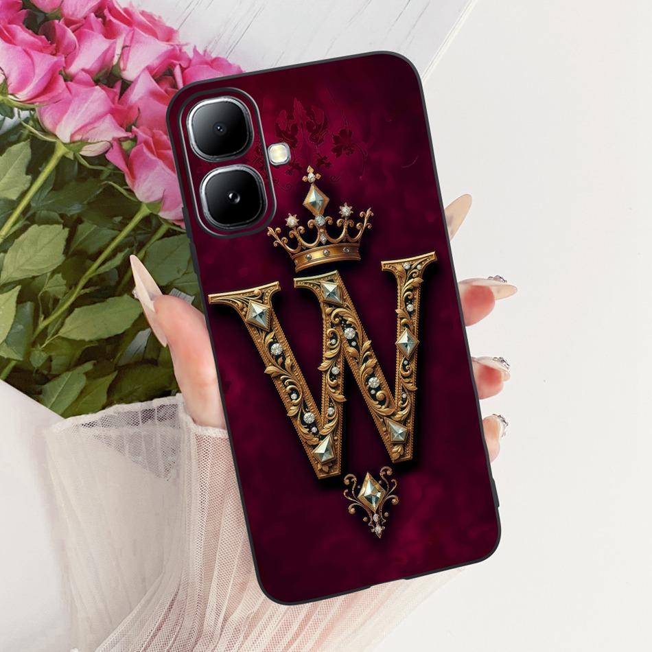 For Infinix Smart 20 X6840 X6840B Royal Crown Initial Letter Phone Case For Infinix Smart20 Black Silicon Soft Covers Bumpers