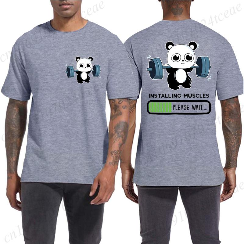 Panda Gym T-Shirt, Cute Panda Installing Muscles Shirt T-Shirt Funny T-Shirt Harajuku Tee Men Brand T-shirt Tshirt Summer Tees