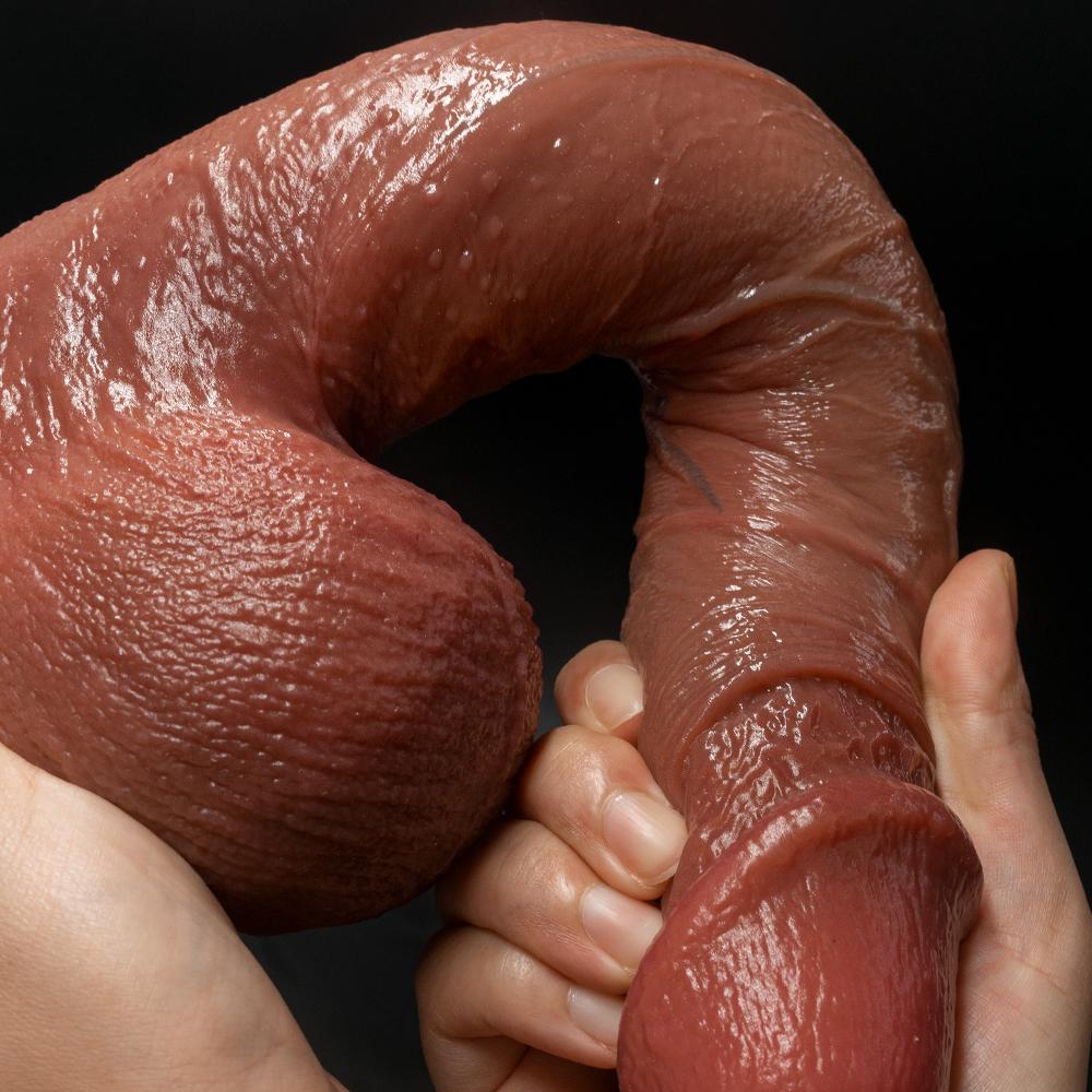 Очень длинный перевернутый реалистичный пенис с сильной присоской, жидкий силикон, высококачественный мягкий вагинальный массажер для кожи для женского самоудовлетворения