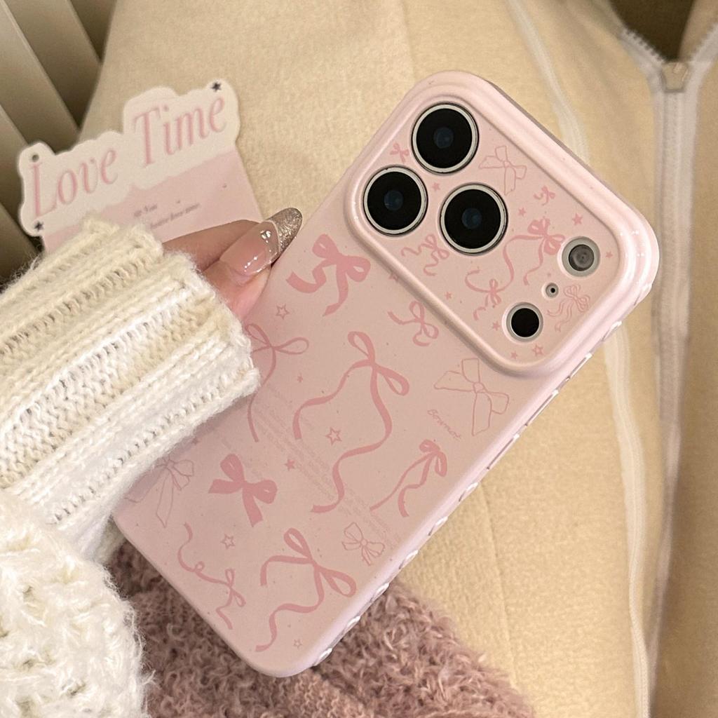 Розовый чехол для телефона с бантом, подходящий для iPhone 16, iPhone 17 и iPhone 17 Pro Max