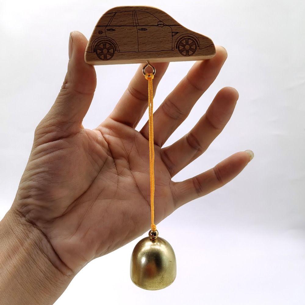 Natural Wooden Base Wooden Mount Copper Hanging Doorbell Daily Fridge Embellishment