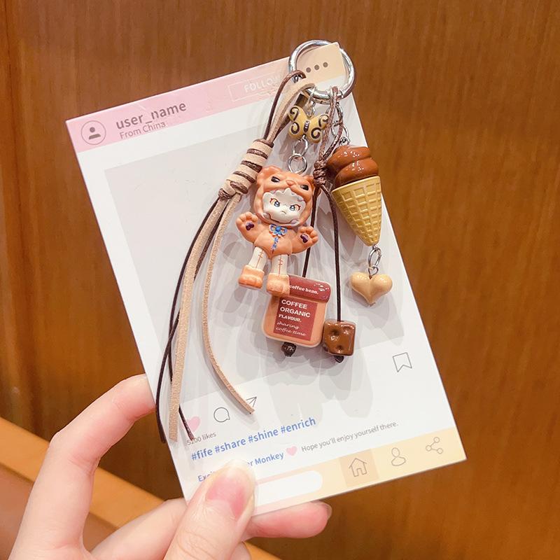 Handmade DIY Change Baby Girl Next Door Bubble Keychain Pendant Female Cute Miu Bag Doll Pendant