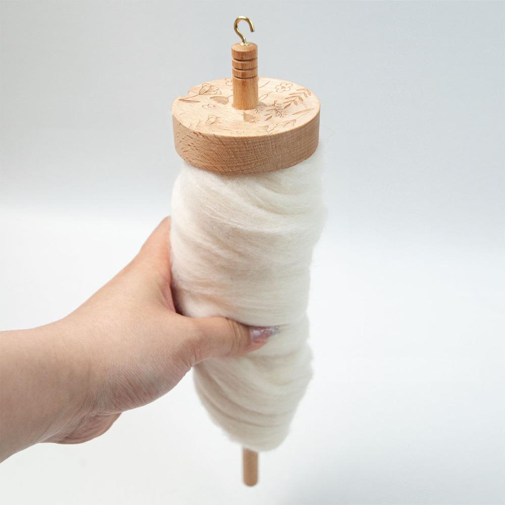 Wooden Drop Spindle Hand Carved Spinning Wheel Practical Yarn Spinning Kit For Sewing