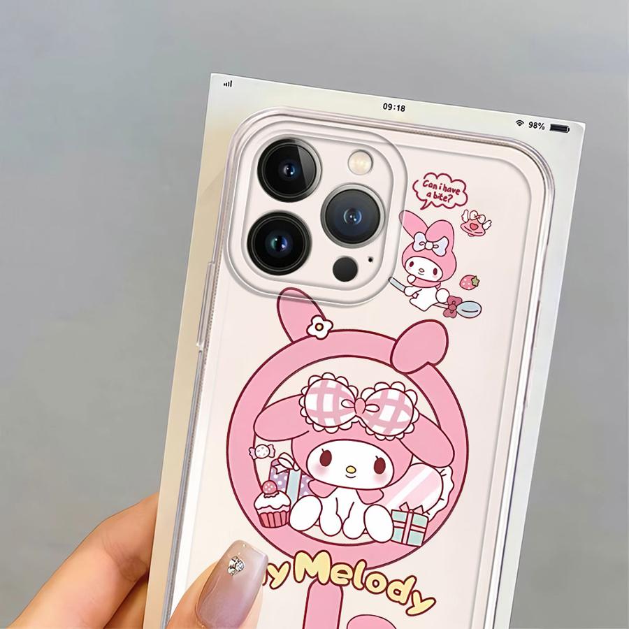 Мультяшный милый чехол Kuromi для iPhone 17 Pro Max Air 12 Mini 16 7 8 XR 15 11 14 Plus 13 Pro XS Max Мягкая крышка для телефона