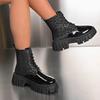 2024 Fashion New Modern Women's Boots Outdoor Platform Ankle Boots Women Round Toe Low Heel Side Zip Shoes Women Zapatos Mujer