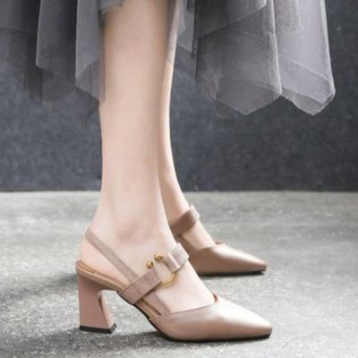 Модные женские сандалии с острым носком, простые туфли-лодочки, банкетные модельные туфли на квадратном каблуке