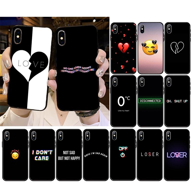 Чехол для телефона «Грустная депрессия» с черным словом «Сердце разбитое» для iPhone 14 13 12 11 Pro Max, чехол для iPhone XS MAX X XR SE2 8 7 Plus