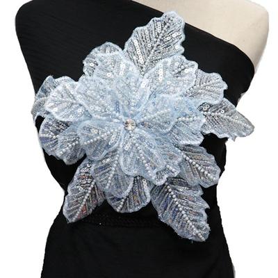 3D вышивка, большой цветок, свадебный головной убор, корсаж, детская одежда, цветочные аксессуары, аппликация из бисера и цветка