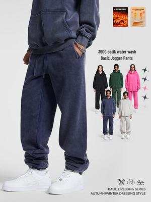 Мужские флисовые джоггеры батик - Потертые, Вываренные, Уличный стиль для осени/зимы