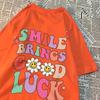 Улыбка приносит удачу Мужская женская футболка с рисунком Хлопковые футболки с круглым вырезом Дышащая футболка Простота Футболка Одежда Топы для пар