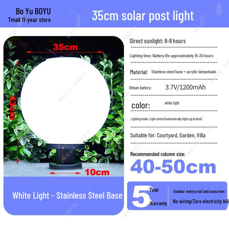 Solar-Powered Outdoor Pillar and Gate Lights for Courtyard and Villa Entrances