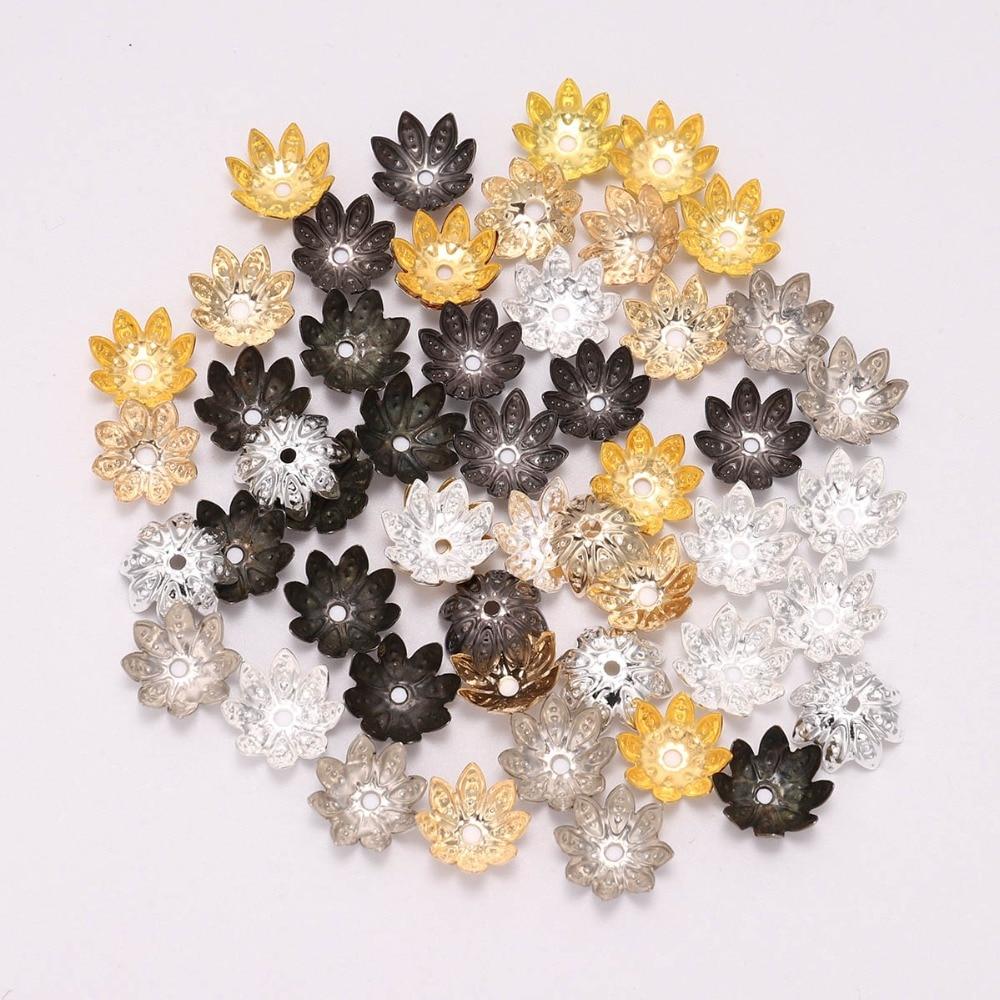 100 Pcs/Bag 8mm 10mm Flower Bead End Caps Gold Bead Caps For DIY Jewelry Making Bracelet Earrings Accessories Findings