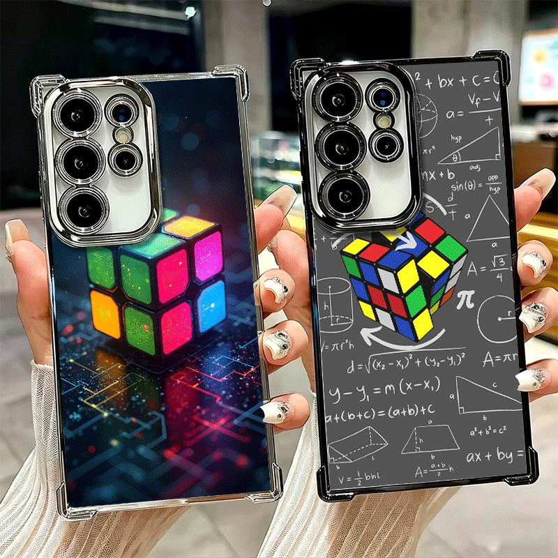 Rubik Cube Formula Spoofs Math Plating Phone Case For Samsung Galaxy S24 S25 FE S26 Edge S23 Ultra S22 S21 Plus S20 Anti-Fall Ai