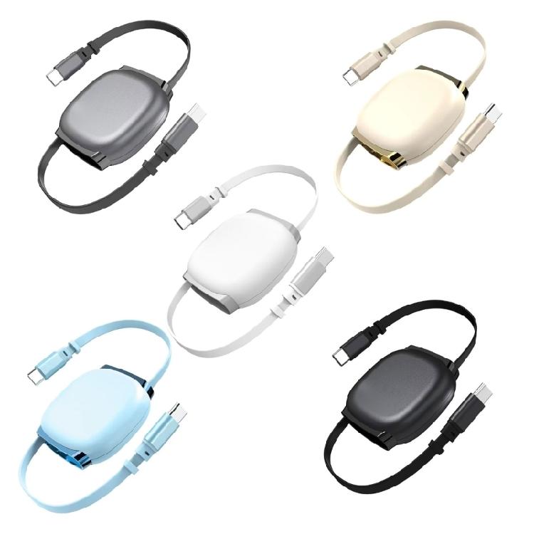 Кабель USB Type C для передачи данных и зарядки 240 Вт, Плоский выдвижной шнур USB Type C для работы за столом, дорожной сумки и использования в автомобиле