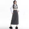 Винтажная длинная юбка для женщин в консервативном стиле, трапециевидная юбка с высокой талией, серая, весна-лето, модная Y2k, женская одежда в корейском стиле