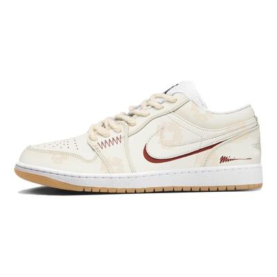 Air Jordan 1 Износостойкие Низкие Винтажные Баскетбольные Кроссовки Унисекс Кремовый 553558-146(Команда349-3.0)