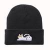 Cute lazy cat embroidered knitted hat for male and female students, warm pullover hip-hop beanie