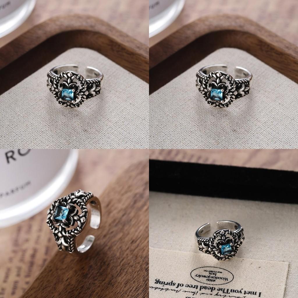 Elegant Geometric Style Open Ring For Women Vintage Punk Hollow Zircon Jewelry Piece