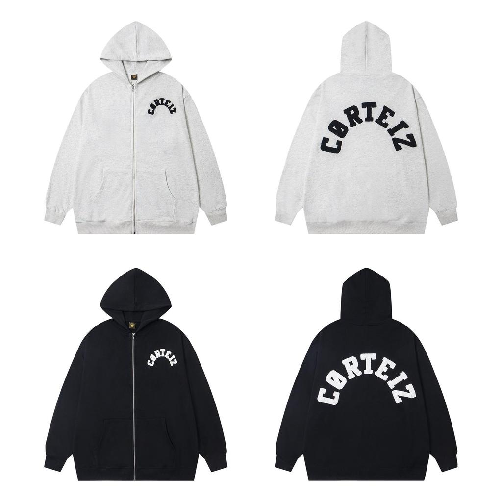 Corteiz Vibe Мужской Британский Хип-Хоп Вышитый Худи на Молнии и Куртка Модный Спортивный Комплект