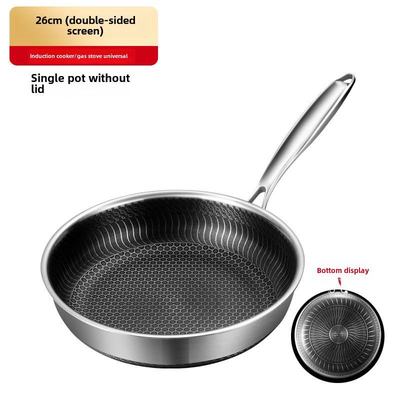 316 Stainless Steel Non-Stick Frying Pan for Electric and Open Flame Stoves, Less Smoke, Ideal for Cooking Steak.