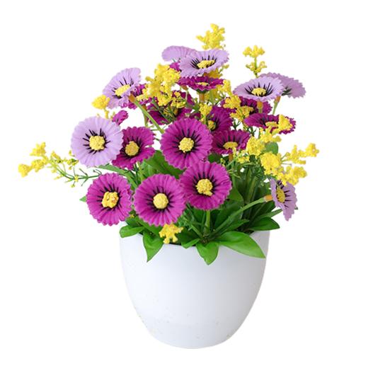 Artificial Flower Pot Chrysanthemum Desktop Decor Plastic Everlasting Fake Potted Plant