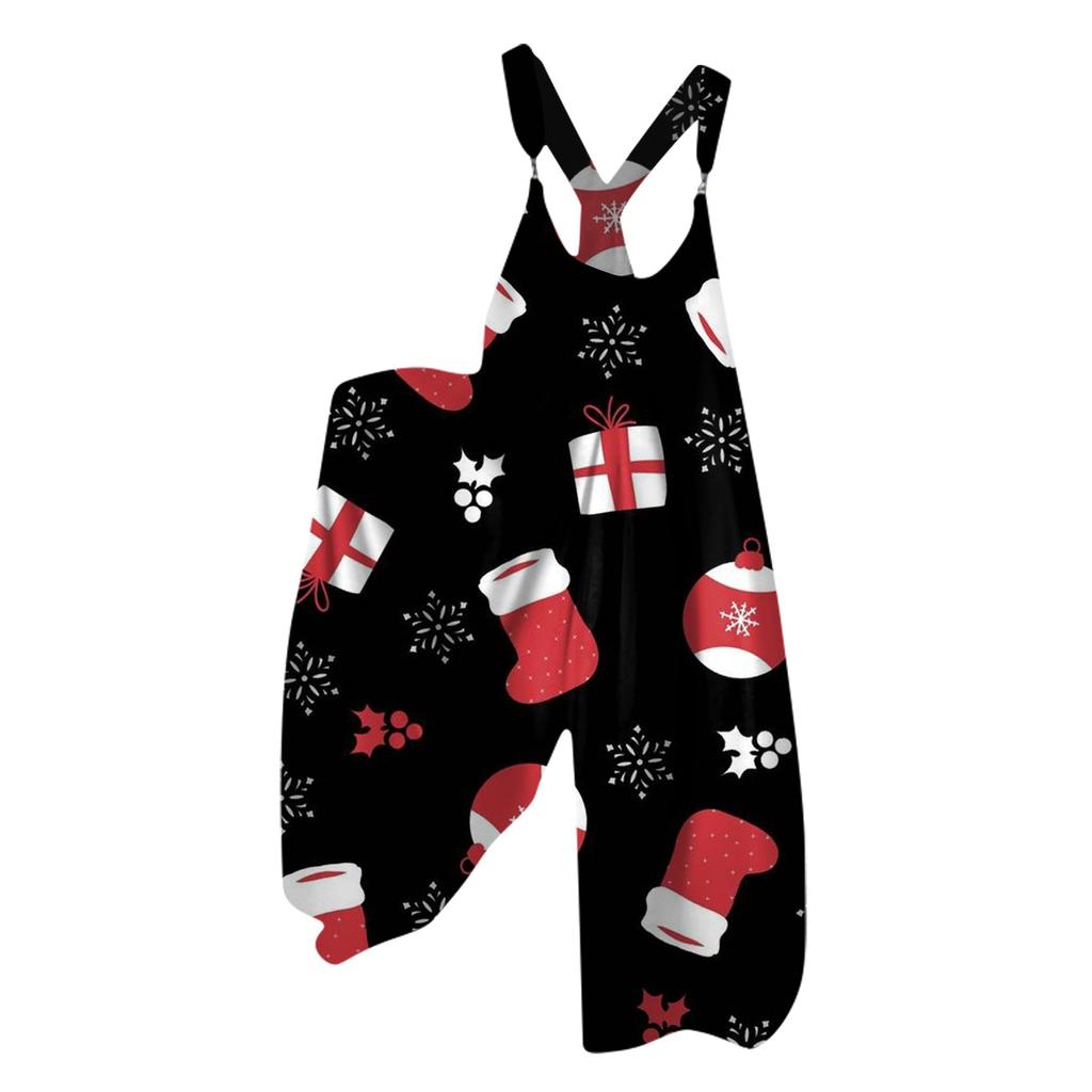 Женский летний комбинезон с рождественским принтом в винтажном стиле (Нерегулируемые ремни)