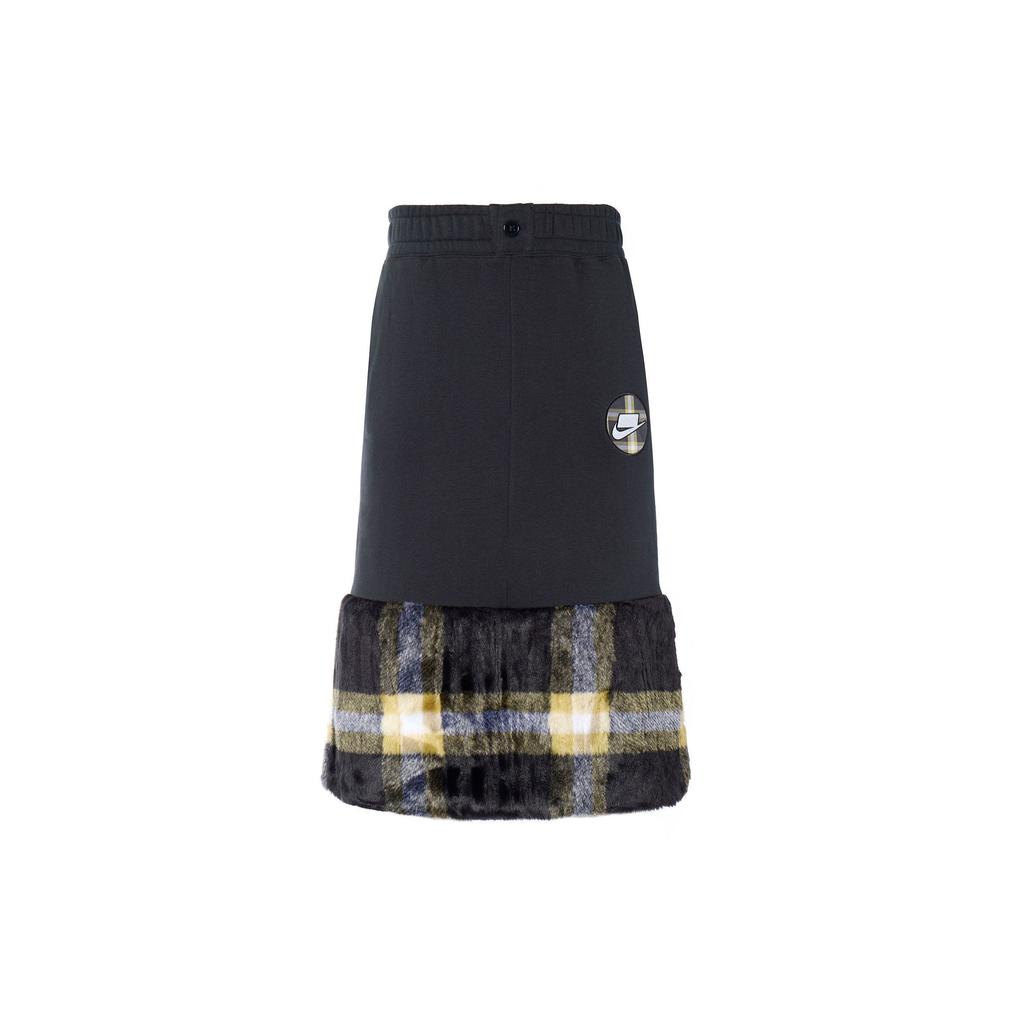 Nike Women's Sportswear NSW Plaid Faux Fur Midi Skirt Black DD4536-010